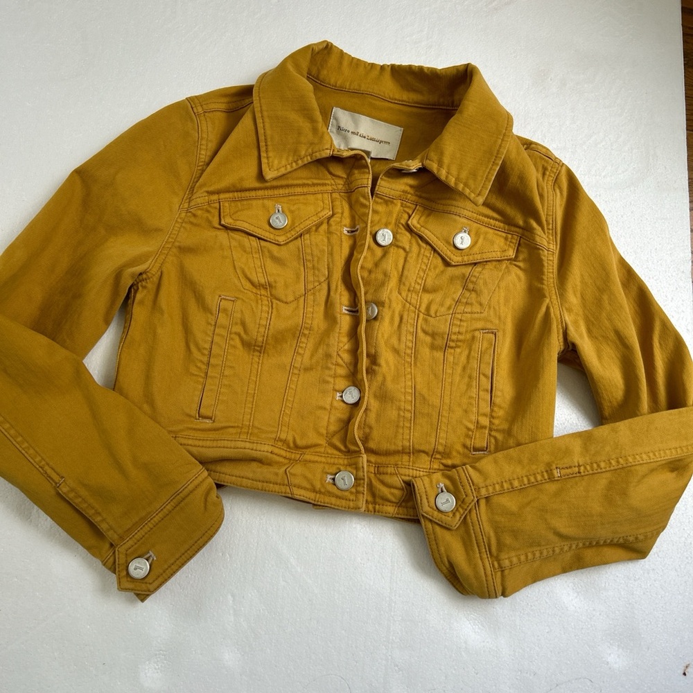 Pilcro and the letterpress x Anthropologie Mustard Yellow Denim Jacket Size S